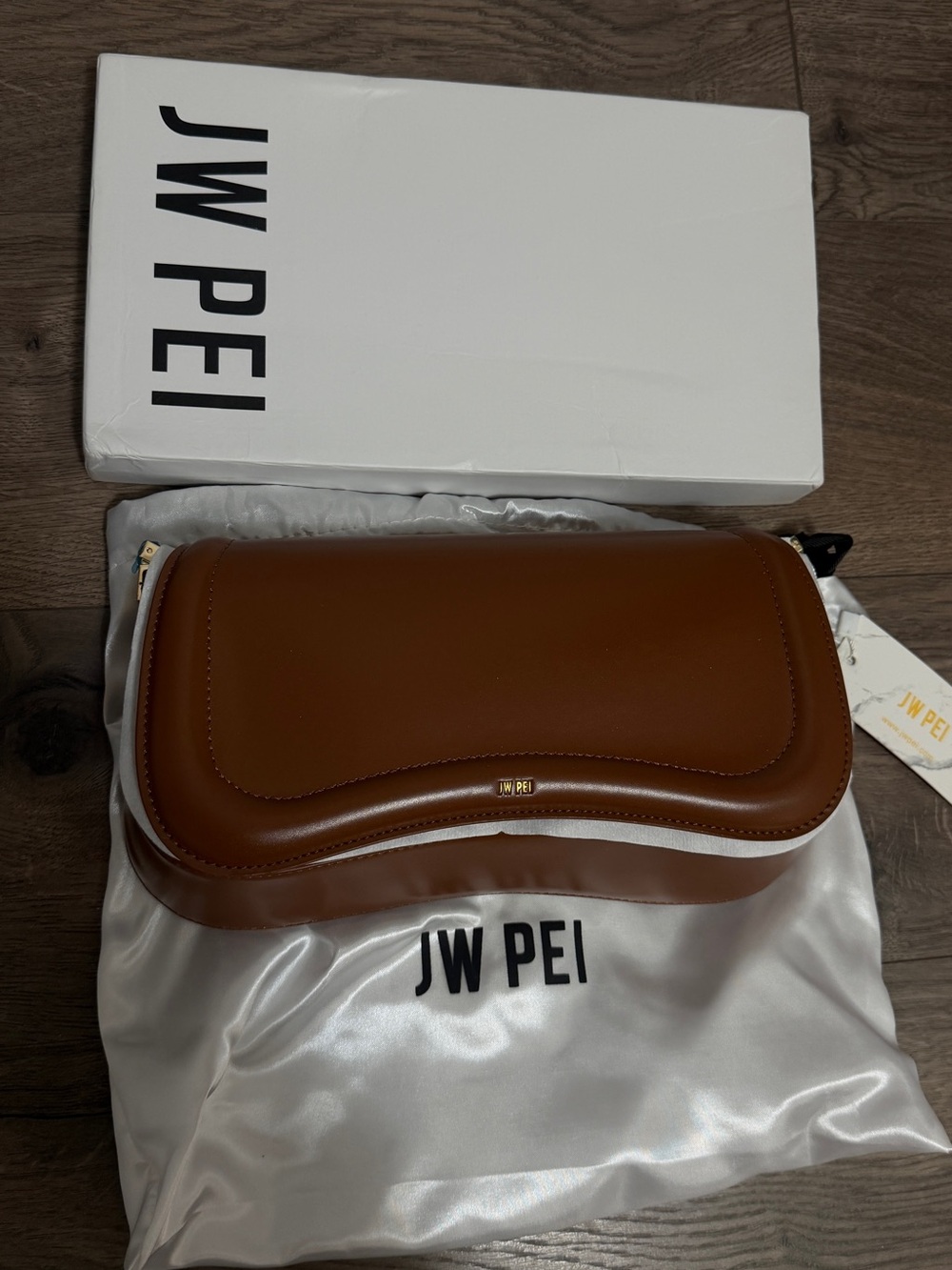 JW PEI Cognac Brown Vegan Leather Crossbody Bag